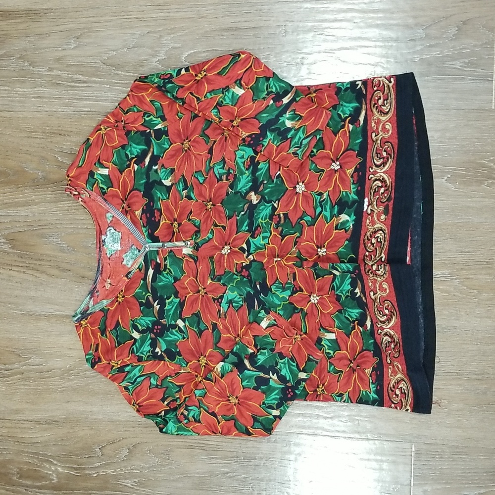 (XL) Jane Ashley Casual Lifestyle 100% Cotton Floral Sequins Beaded